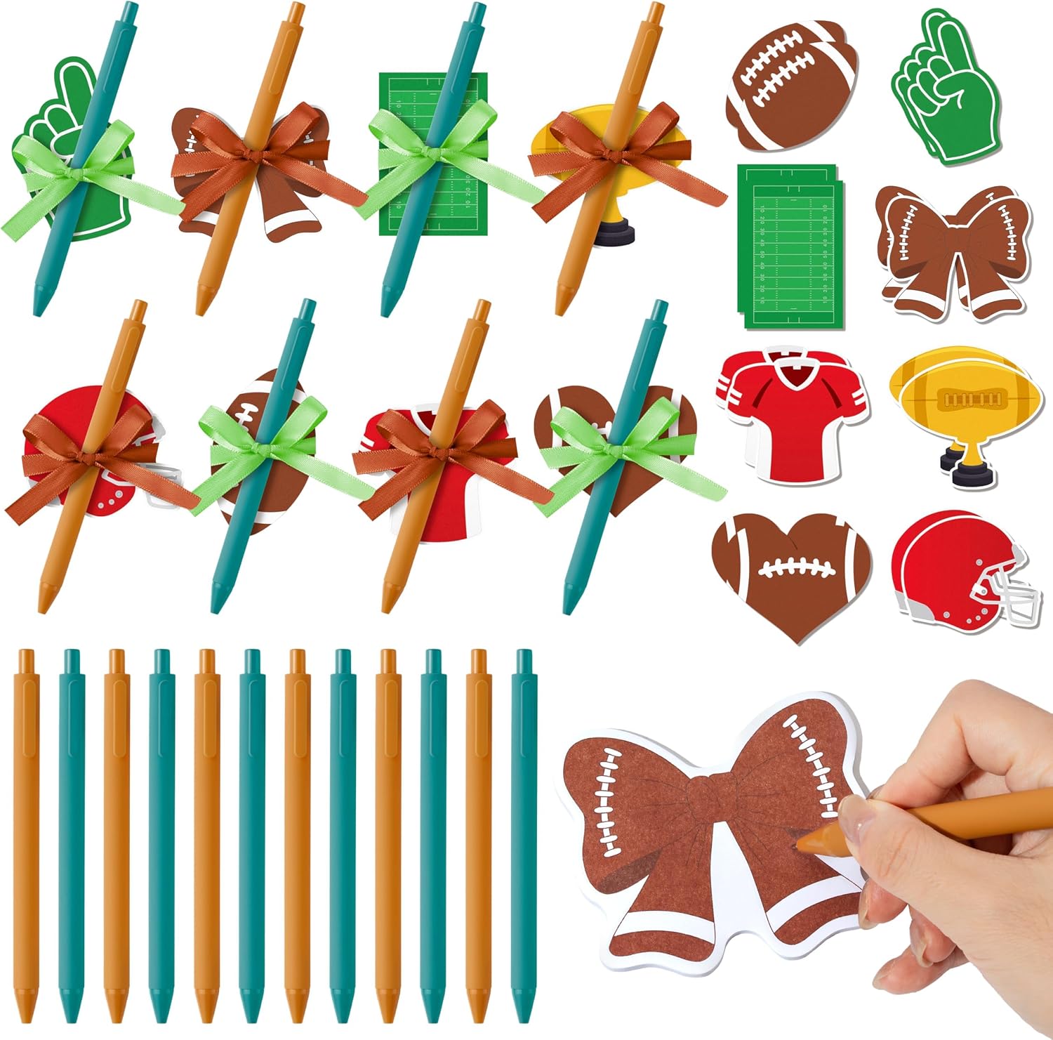 Football Sticky Notes Set Includes Pens & Ribbons for Game Day