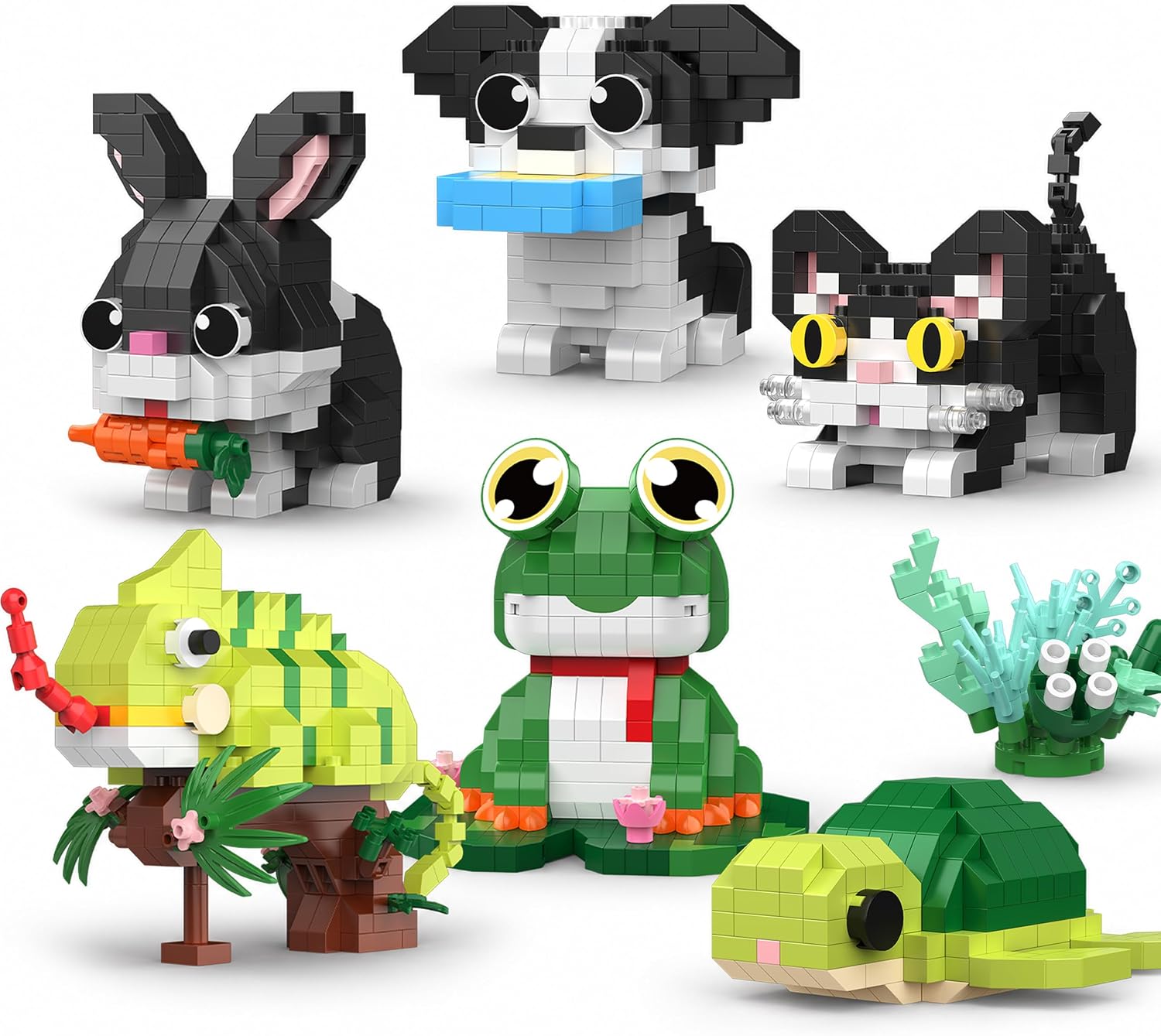 Mini Animal Building Blocks Set, 6 Micro Brick Models