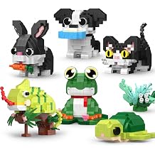 Mini Animal Building Blocks Set, 6 Micro Brick Models