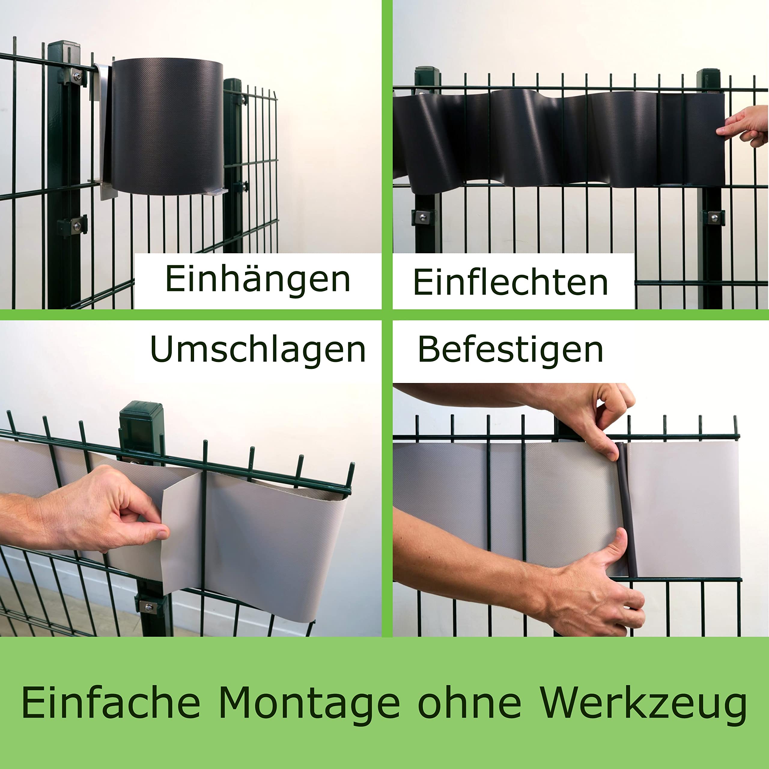 WorkingHOUSE PVC Privacyscherm Voor Dubbelstaafhekwerk Tuinhek Met Knelstrips 450 G M2 35 M Lengte X 19 Cm Hoogte Weerbestendig Onderhoudsvrij Eenvoudig Te Installeren 659790251