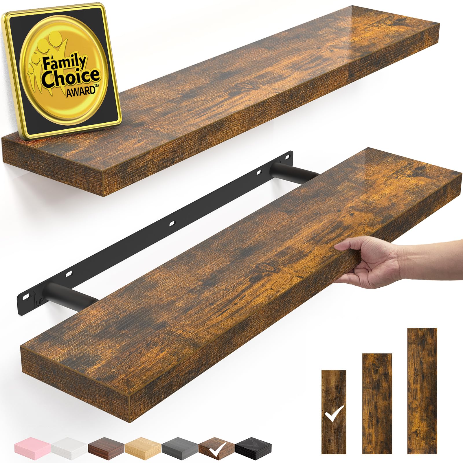BAYKA Rustic Brown Floating Shelves