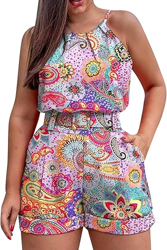 Conjuntos de 2 piezas para mujer, camisetas casuales sin mangas y pantalones cortos sueltos de cintura alta, conjuntos de descanso halter con