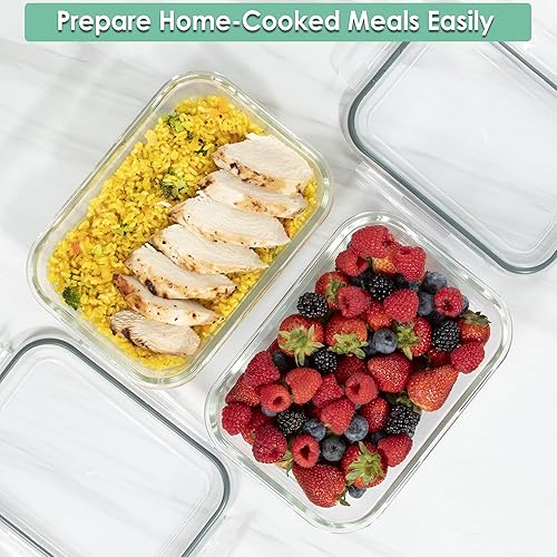 Miniatura 6 de FOOD BOUTIQUE - Contenedor grande de almacenamiento de alimentos de vidrio de 8 tazas con juego de tapa