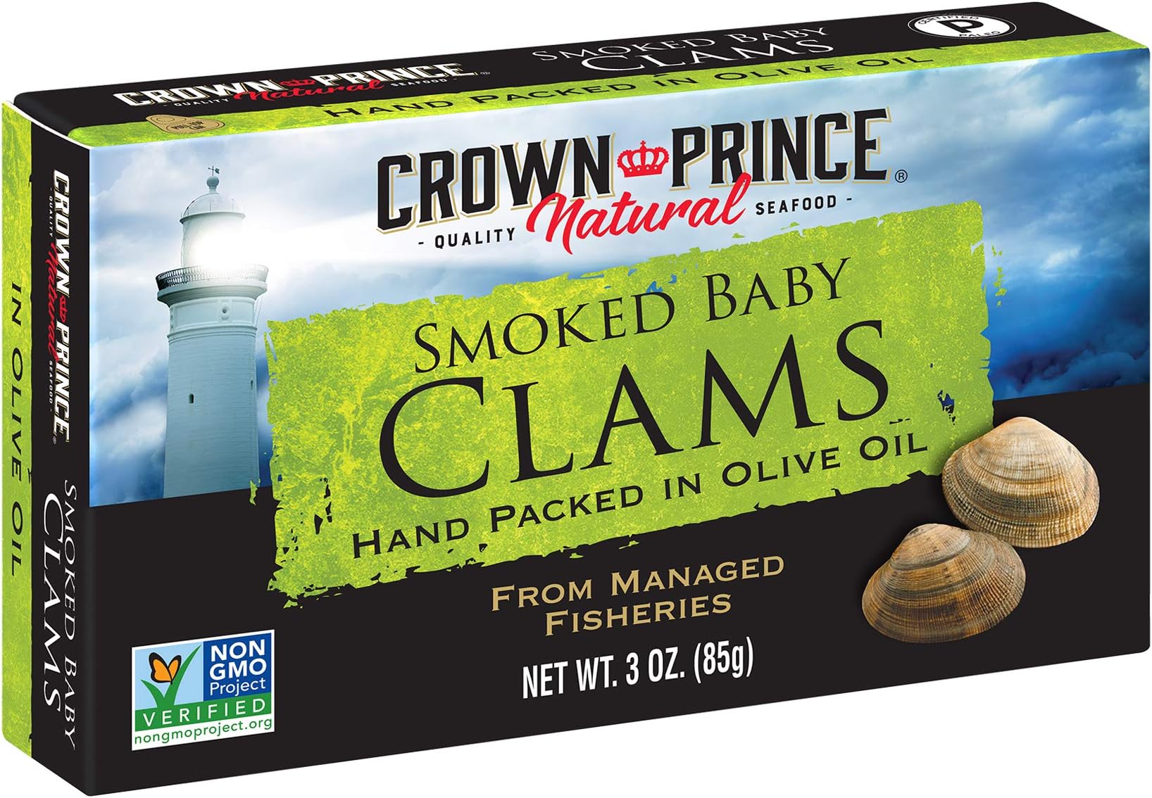Crown Prince Natural Smoked Baby Clams in Olive Oil, 3-Ounce Cans (Pack of 12)