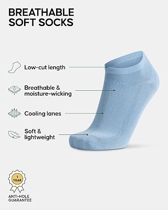 DANISH ENDURANCE Low-Cut Socks, Viscose From Bamboo, Breathable, 6-Pack | Bamboo Viscose Low-Cut Socks, Soft & Breathable with Moisture-Wicking Comfort for Casual Summer Wear, Unisex