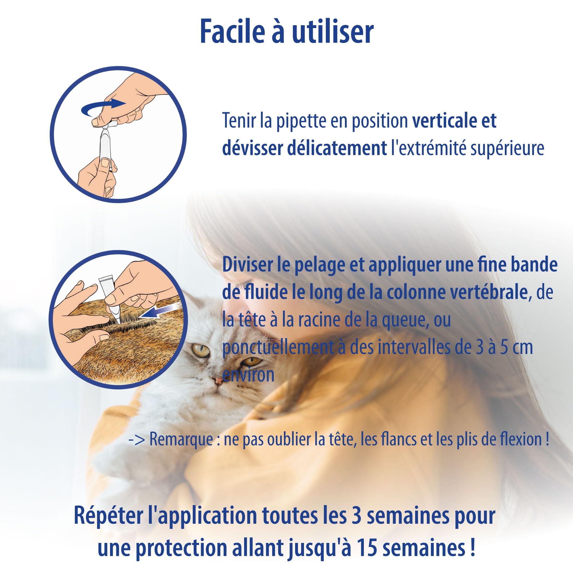 Spot on pour Chats I Anti-tiques à Base de Plantes sans Chimie I Protection Efficace Contre Les puces et Les tiques I Jusqu'à 15 semaines de Protection
