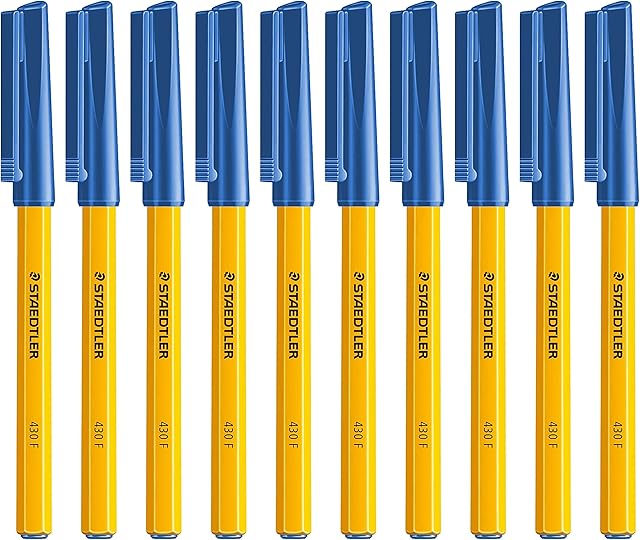 Staedtler Fine 0.3mm Blue 430 Stick Ballpoint Pens Writing Pen Smooth Efortless Ink Flow Regulated (Pack Of 10)