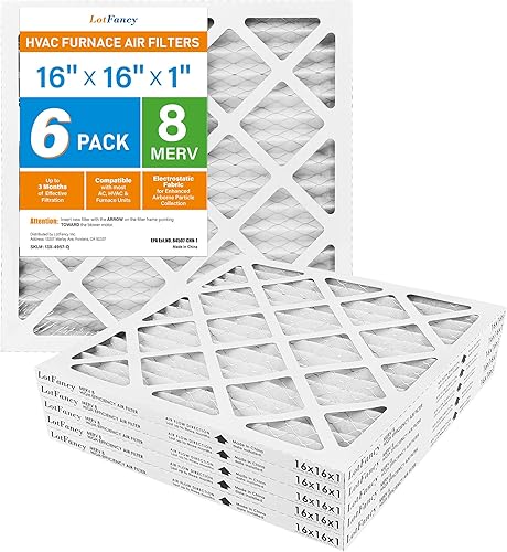Miniatura 9 de LotFancy Filtro de aire MERV 8 de 16 x 16 x 1 pulgadas, protección contra el polvo (paquete de 6) filtros de aire plisados para calefacción,