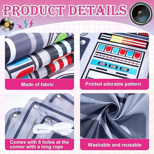 Miniatura 3 de Radio Boombox - Accesorios para cabina de fotos para decoraciones de fiesta de los años 80 y 90, 59 x 59 pulgadas, marco de radio gris, marco de