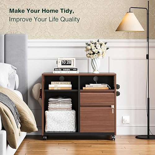 Miniatura 172 de Archivador móvil de 3 cajones con cerradura, archivador debajo del escritorio para oficina en casa, archivadores de metal sobre ruedas para archivo