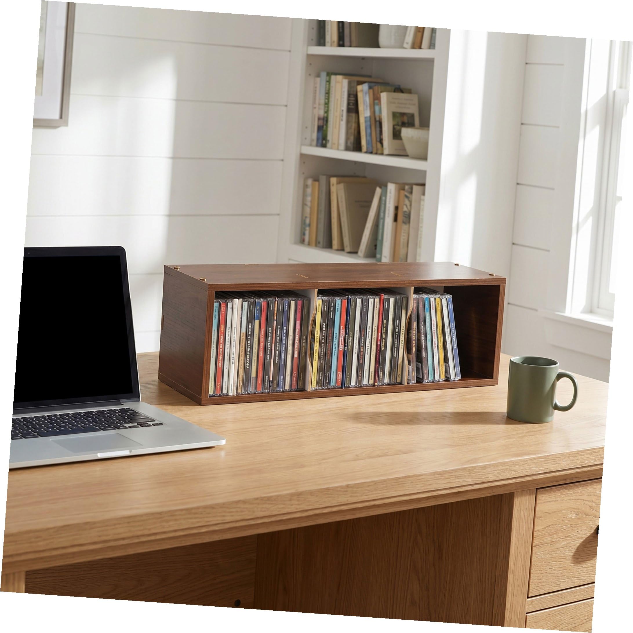 Estante para CD y Dvd de Madera Diseño Modular, Acabado Mate y Bandejas Extraíbles, Organizador de Álbumes para Espacio de Sala, Estructura Robusta y Moderna