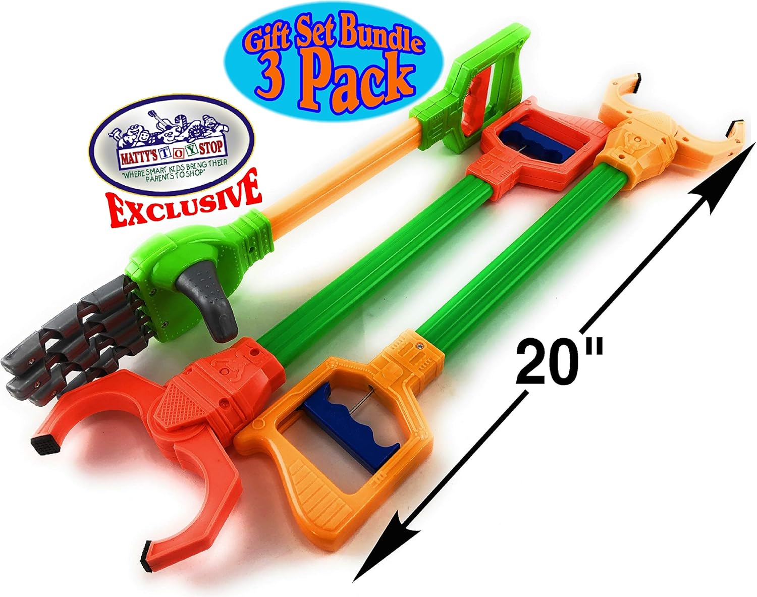 Matty's Toy Stop Deluxe 20" Galaxy Grabber, Robot Hand & Robot Claw Gift Set Bundle - 3 Pack