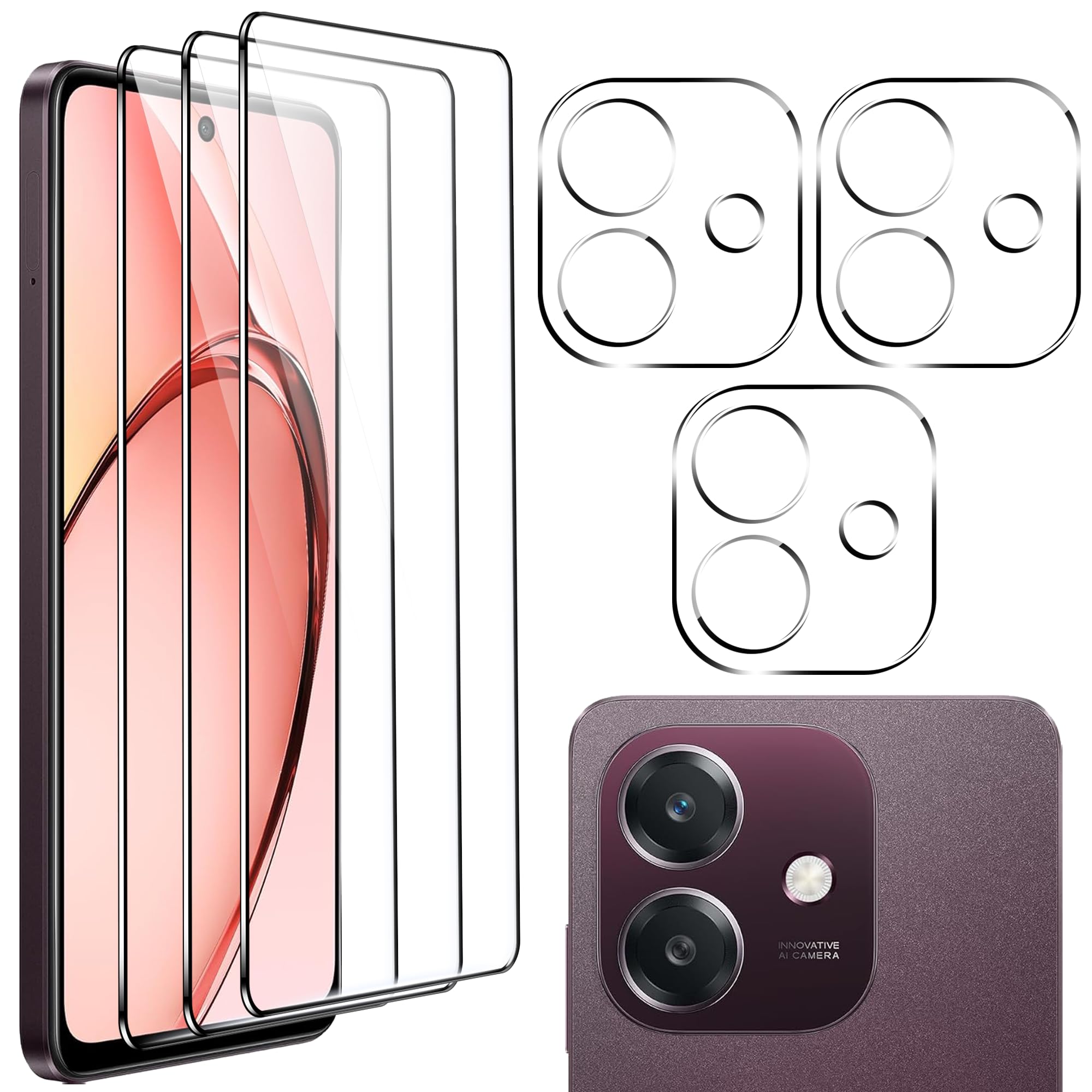 WFTE Displaybescherming voor Xiaomi Redmi 15C 4G/5G/Xiaomi Poco C85,9H, hardheid, vingerafdrukvrij, luchtbelvrij, gehard glas, Redmi 15C, verpakking van 2 stuks