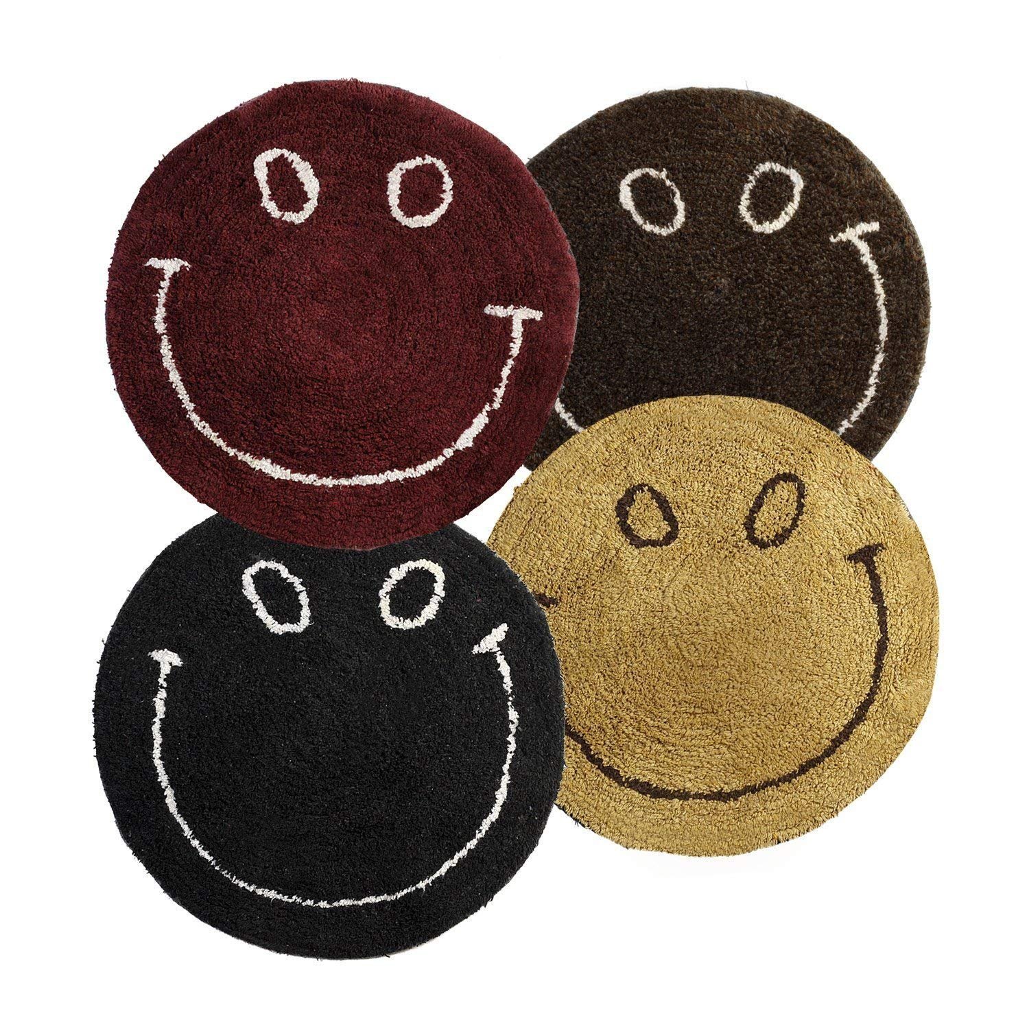 Impact Home Cotton Tufted (A Set of 4 Pcs) Smiley Bath Mats 50 CM Round