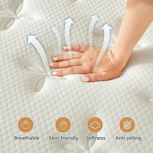 Miniatura 2 de Colchón tamaño King, resortes ensanchados de 12 pulgadas y espuma viscoelástica, firmeza media, color blanco