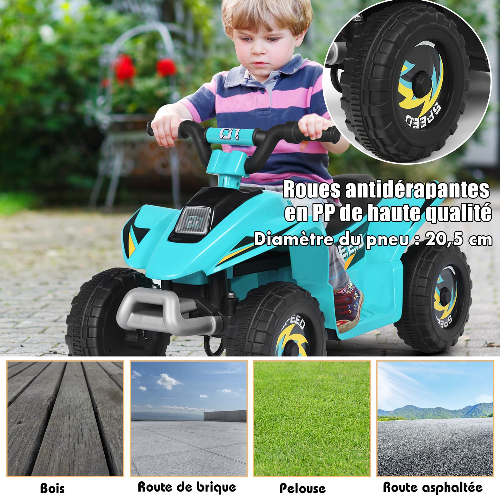 Relax4life Quad 4x4 Électrique pour Enfants avec Marche Avant/Arrière, Quad à Batterie avec 4 Roues Antidérapantes, Siège Ergonomique Capacité de Charge 30 KG, pour Enfants 3 Ans+(Modèle 1, Bleu)
