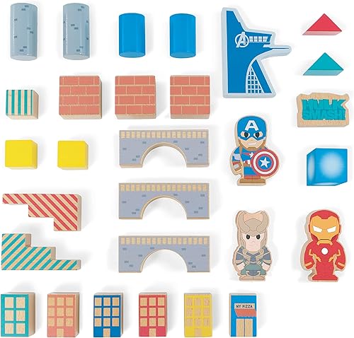 Miniatura 2 de Just Play Disney Marvel Wooden Toys Avengers - Juego de bloques de construcción de 29 piezas, juguetes para niños con licencia oficial para edades