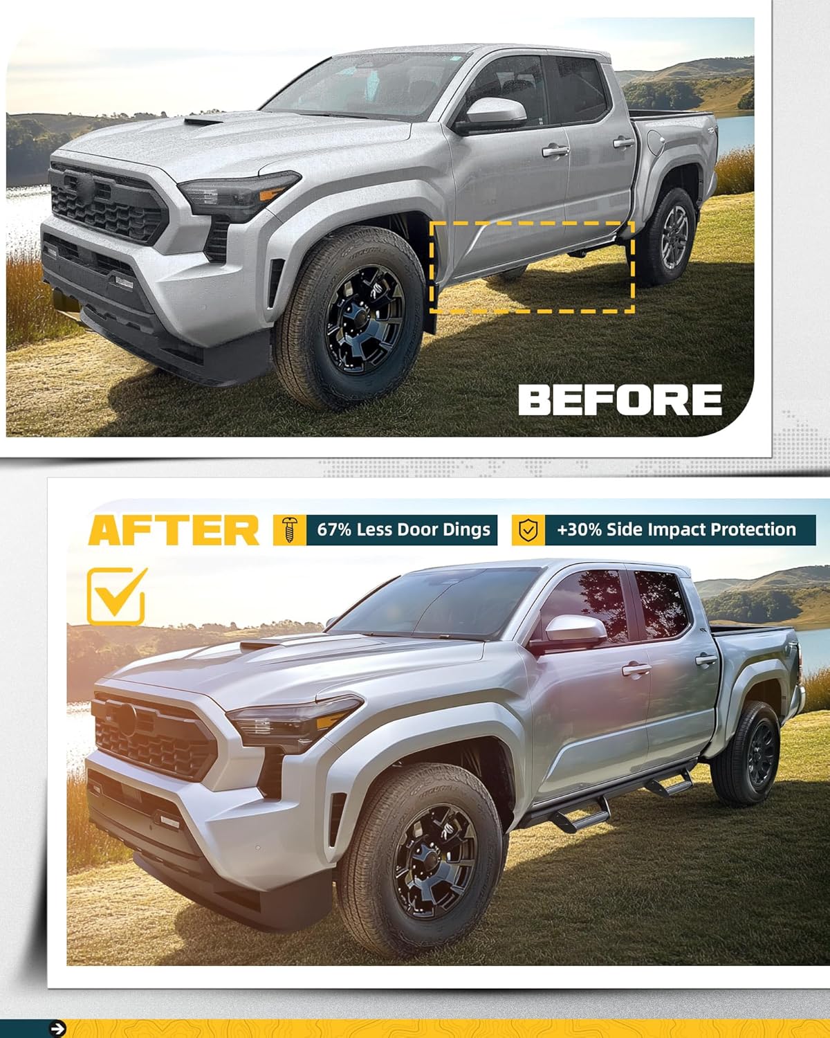 Trumgeta 600 lbs Drop Down Running Boards Fit for 2024 2025 2026 Toyota Tacoma Double Cab & Hybrid Side Steps Tacoma Accessories