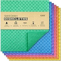 CCE Swedish Dishcloths Cellulose Sponge Cloths, 6 Pack Eco-Friendly Reusable Cleaning Dish Cloths for Kitchen, Absorbent Swedish Dish Towels and Dish rag (Dishcloths Assorted)