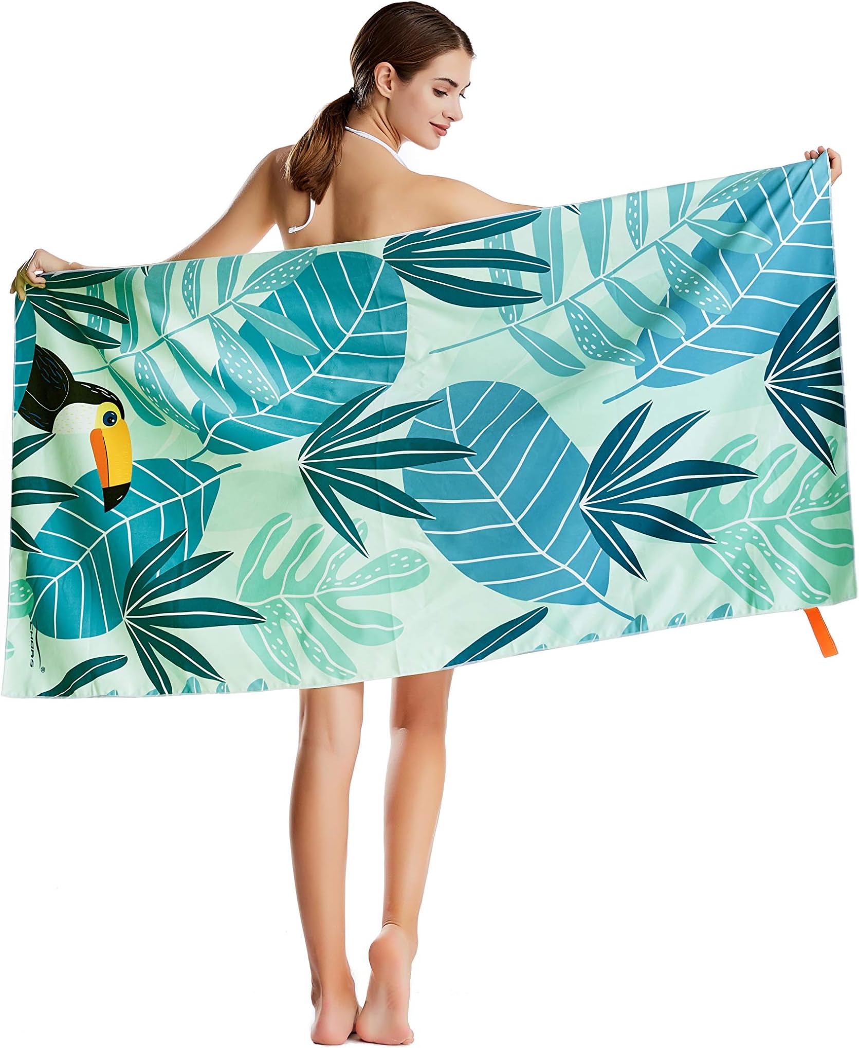 CHARSMicrofiber Quick Drying Beach Towel with a Carrying Bag Super Absorbent & Sand Free Towel for Kids Teens Adults Travel Gym Camping Pool Yoga Outdoor and Picnic(63"×31")
