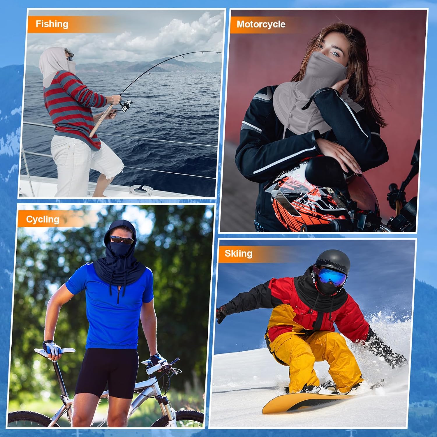 Funtery Summer Cooling Balaclava Mask, UV Protection Hood Mask Breathable Cycling Face Cover Full Head Scarf for Men Women