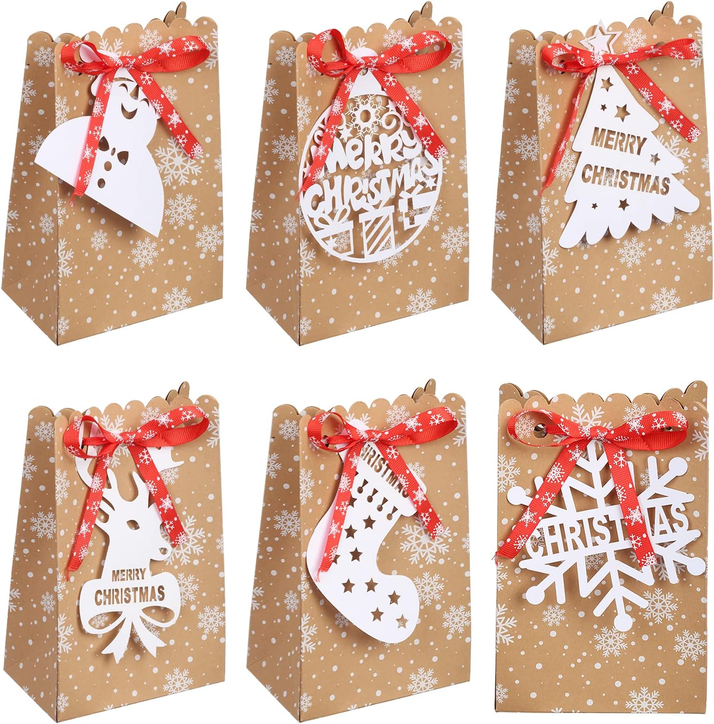 DKINY 24Pcs Weihnachtstüten Weihnachten Geschenktüten mit Griff aus ...
