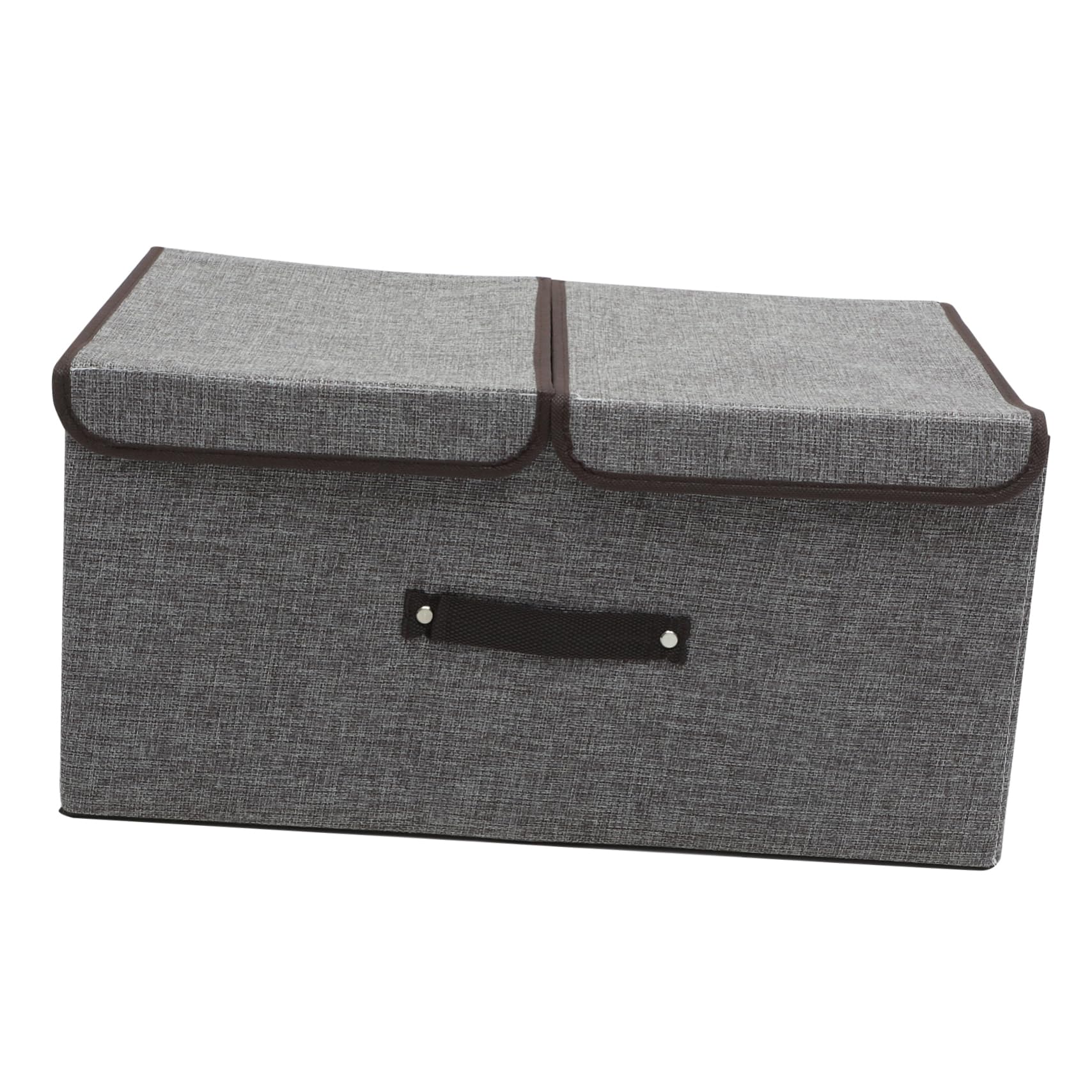 Caja de almacenamiento de lino y algodón de alta densidad con acabados premium gris