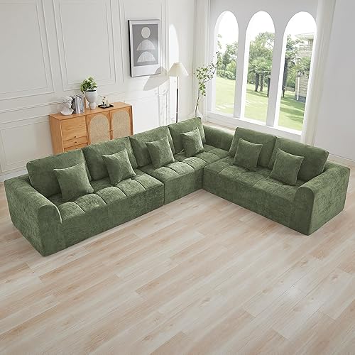 Miniatura 36 de Sofás modulares sin hueso de 140 pulgadas para sala de estar, sofá modular modular de nube comprimida, sofá moderno en forma de U de 9 plazas