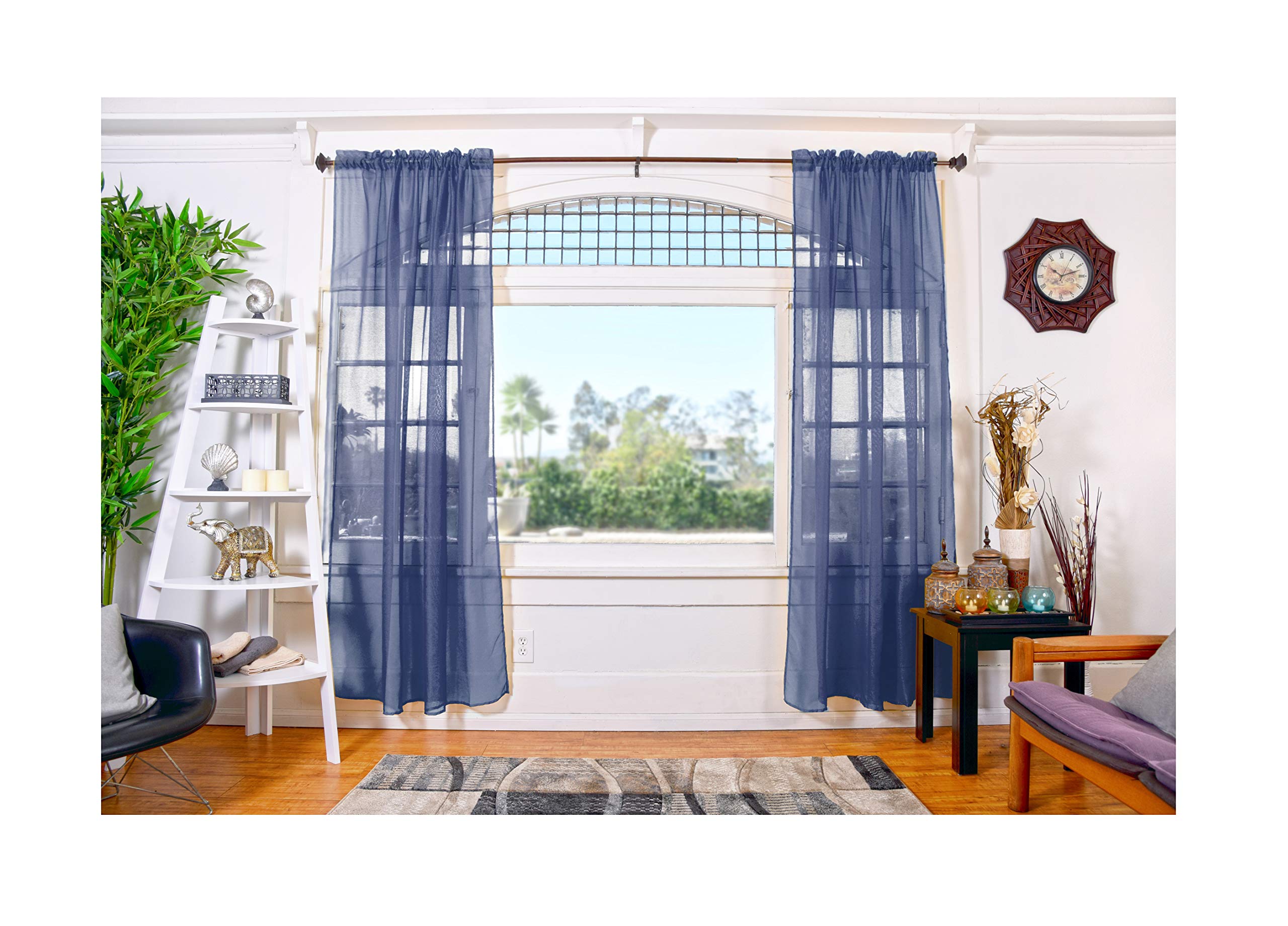 Navy Blue Sheer Curtains Curtains & Drapes