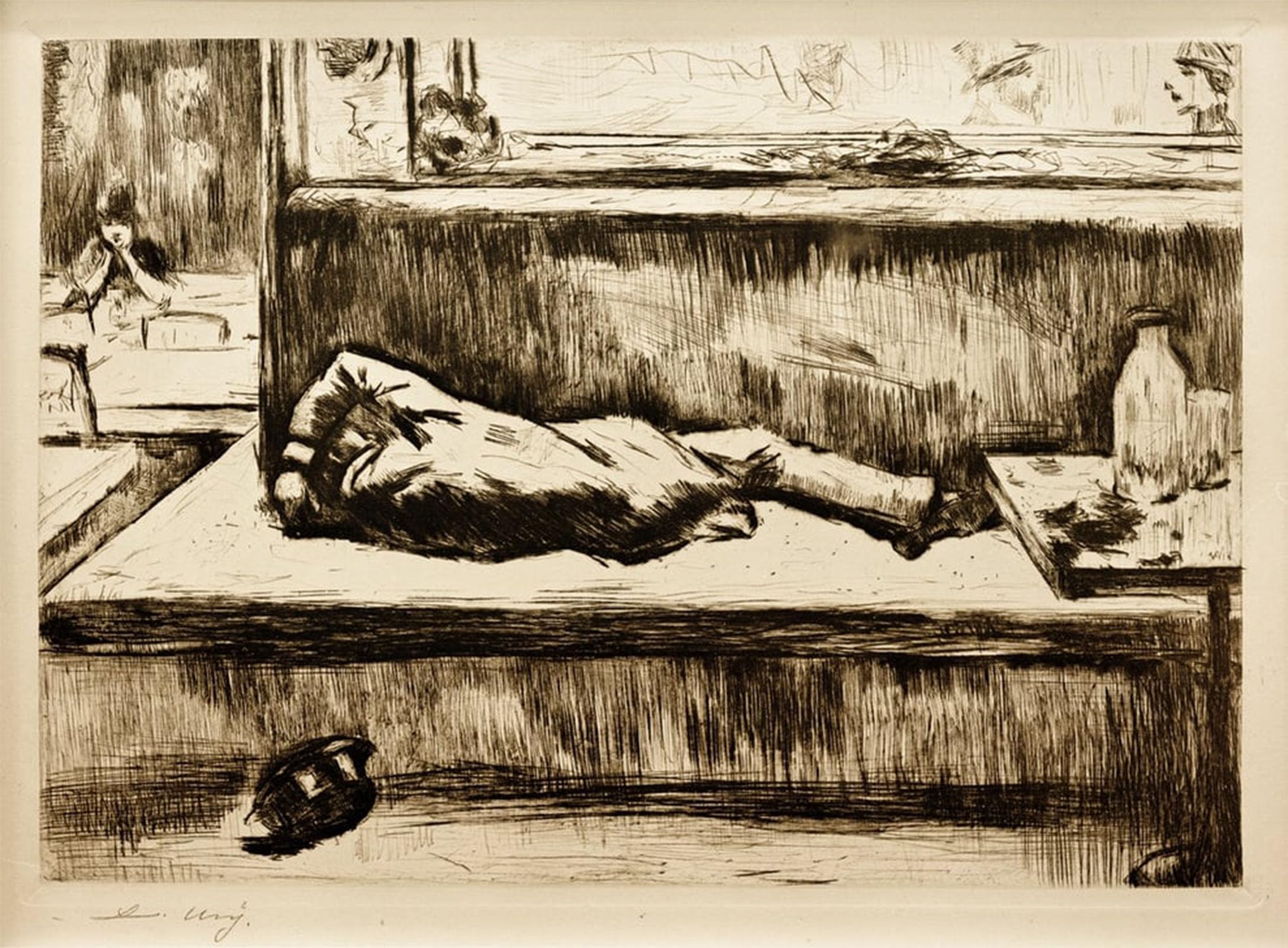 ARTXLXXBN Famous Art Print Poster Vintage Wall Art the Absinthe Drinker Paris by Lesser Ury Canvas Art Poster for Home Decor 60x90cm