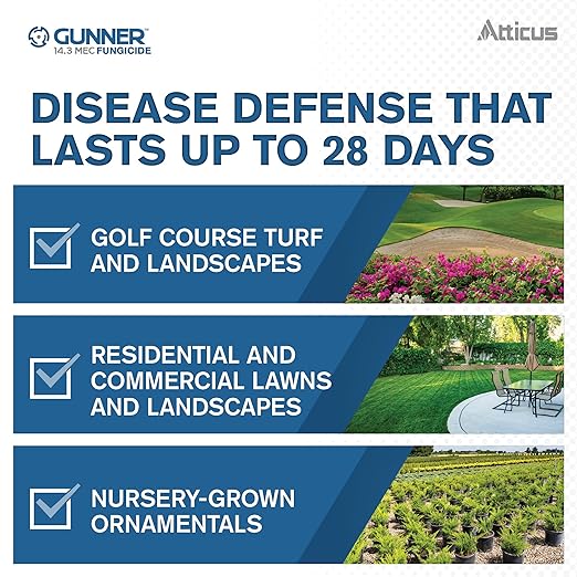 This fungicide is a professional-grade formula that is comparable to Banner Maxx in its effectiveness, making it a trusted choice for turf and ornamental professionals. It is easy to use and can be applied as a foliar spray to protect plants from fungal infections. Gunner 14.3 MEC Propiconazole Fungicide is known for its long-lasting protection against a wide range of plant diseases, making it a valuable tool for maintaining healthy and disease-free landscapes.