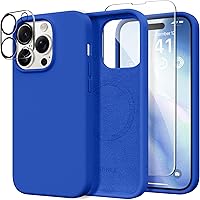 Vista 56 de GONEZ Funda de silicona para iPhone 14 Pro Max, compatible con MagSafe, con protector de pantalla + protector de lente de cámara, silicona líquida a
