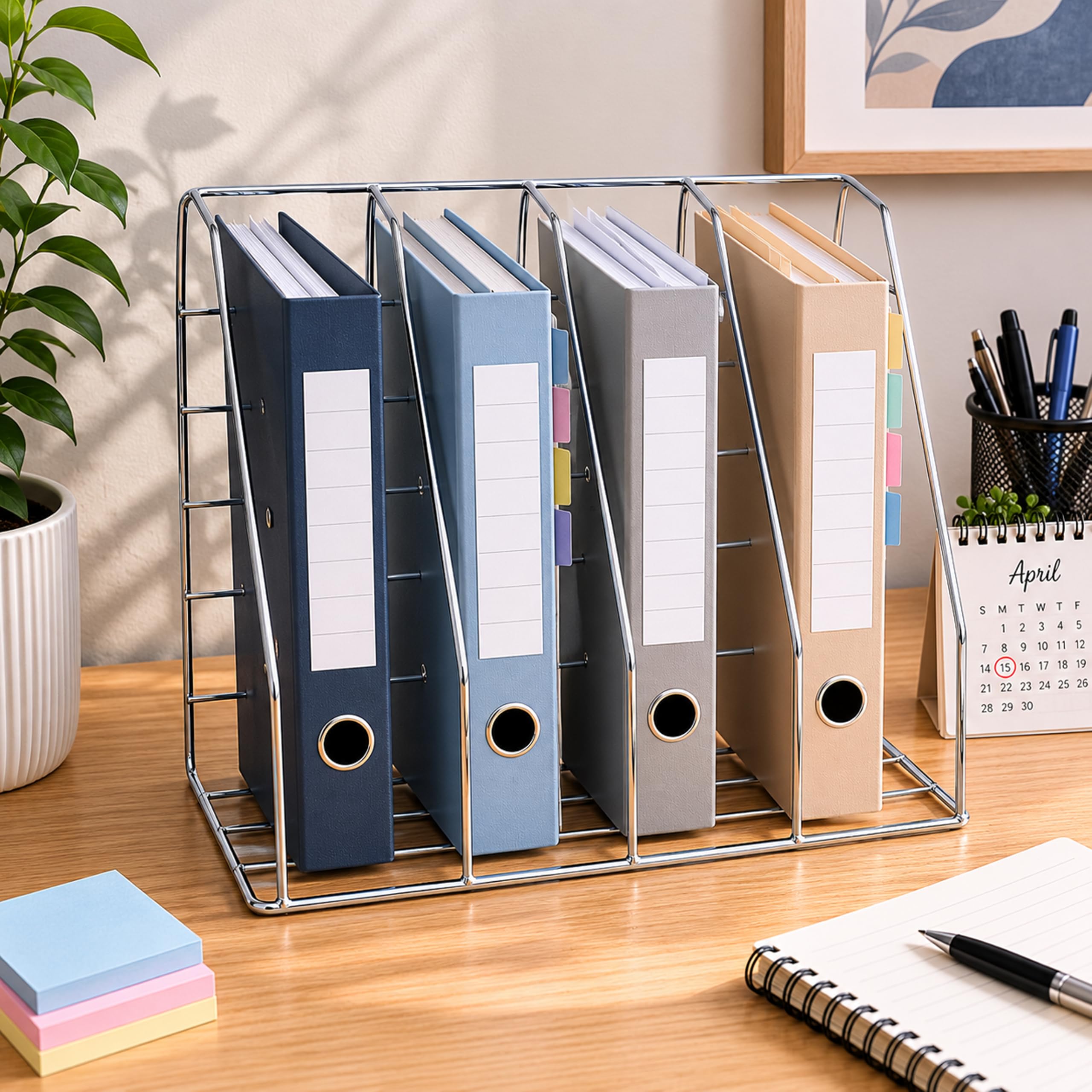Stainless Steel File Organizer Rack for Desk, 4 Slot Magazine Holder & Document Organizer, Wall Mount Office File Organizer, Folders, Files & Paper Storage Home, Office, Study-image-27