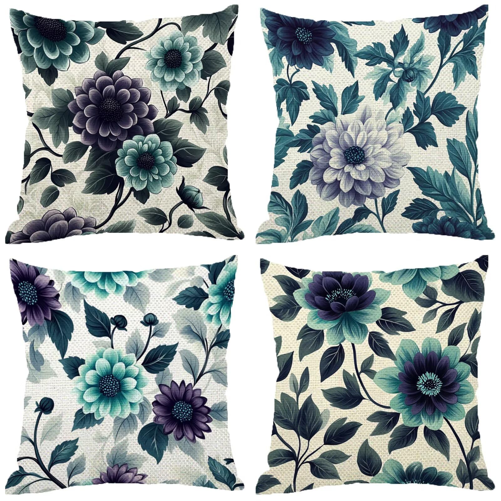 Z-352 poduszka outdoorowa, odporna na warunki atmosferyczne, kwiatowa, 70 x 70 cm, do użytku na zewnątrz, ozdobna poszewka na poduszkę w stylu retro, dwustronna, odporna na warunki atmosferyczne