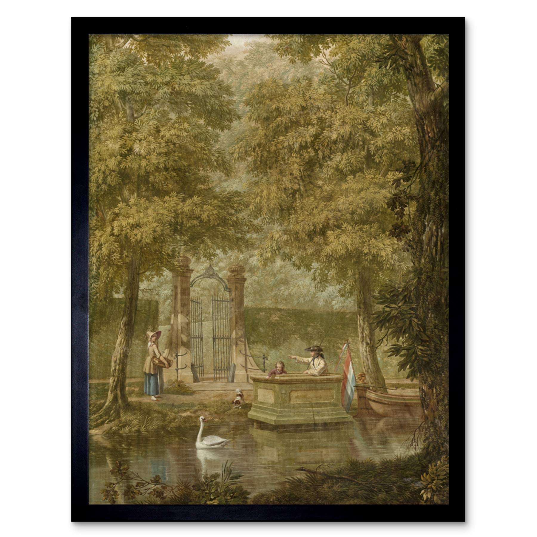 Artery8 Andriessen Dutch Landscape River Boat Painting Art Print Framed Poster Wall Decor 12x16 inch