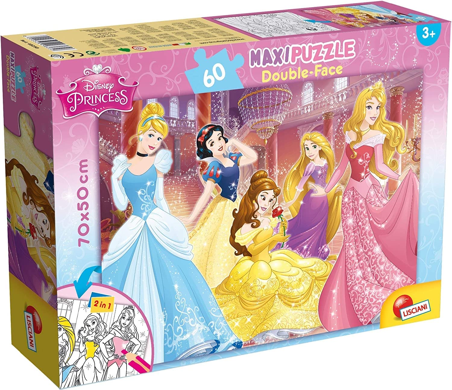 Amazon.com: Disney 48250 De 2 Caras Coloreable Princesa, Piezas