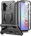 FNTCASE for Samsung Galaxy A36-5G Case: for Galaxy A56-5G Case with [Built-in Screen Protector & Kickstand] [Military-Grade Drop Protection] Heavy Duty Protective Full Body Shockproof Rugged Black | Military Grade, Mobile Cover, with Kickstand, Textured Rugged, Shockproof