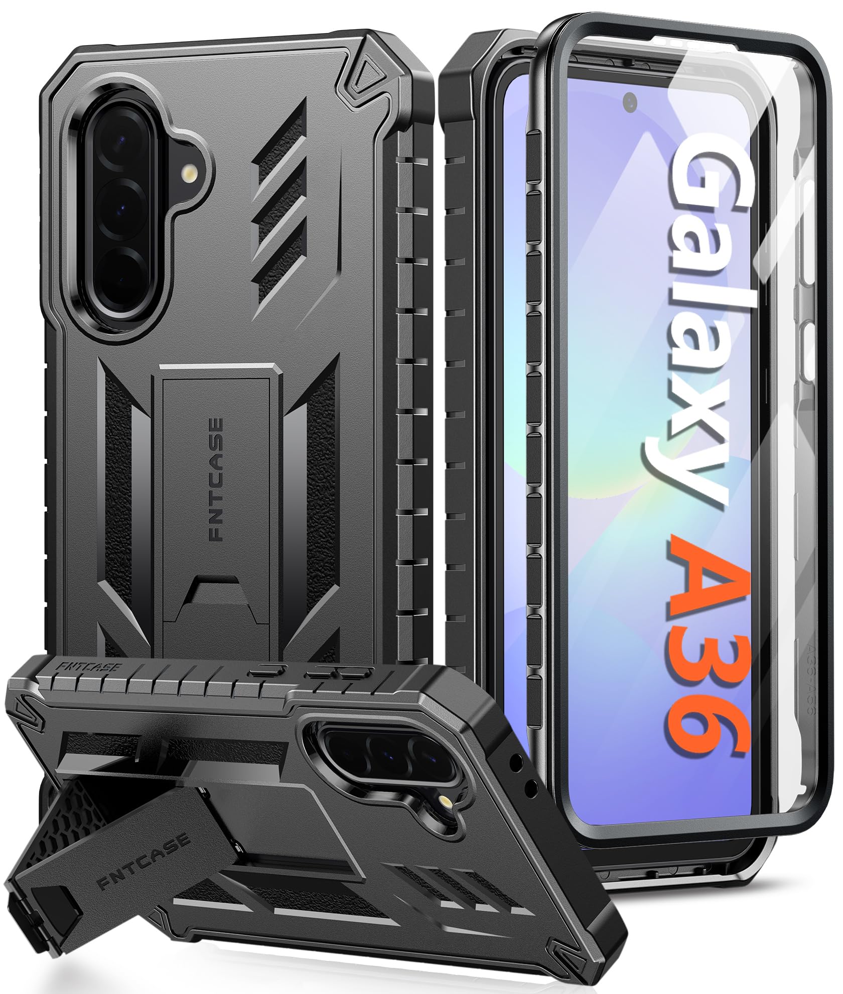 Amazon.com: FNTCASE for Samsung Galaxy A36-5G Case: for Galaxy A56-5G Case  with [Built-in Screen Protector & Kickstand] [Military-Grade Drop  Protection] Heavy Duty Protective Full Body Shockproof Rugged Black : Cell  Phones &