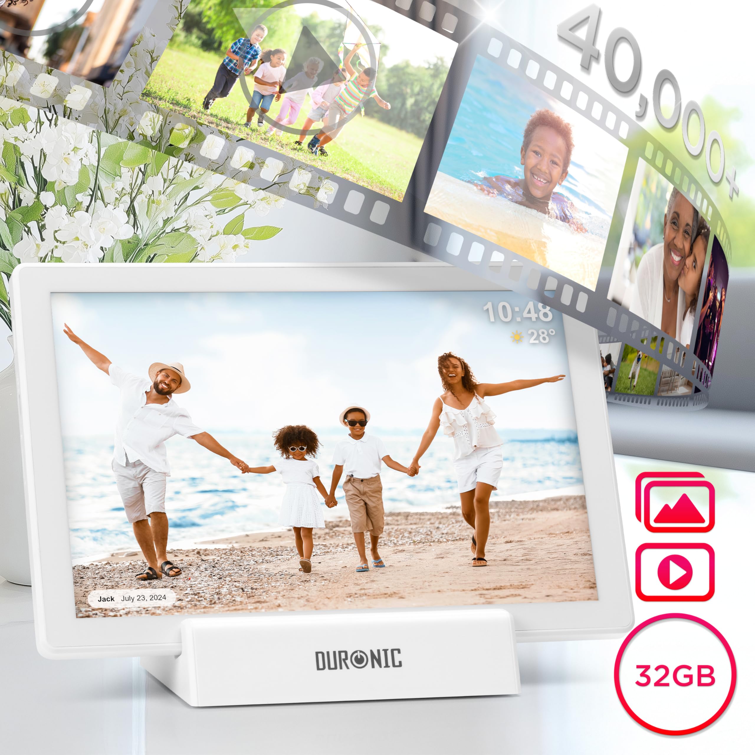 Duronic Frameo PF1D We Marco de Fotos Digital Conectado Pantalla táctil de 10,1 Pulgadas Reproductor de Fotos y vídeos de Alta resolución 1280 x 800 píxeles Memoria 32 GB USB-C