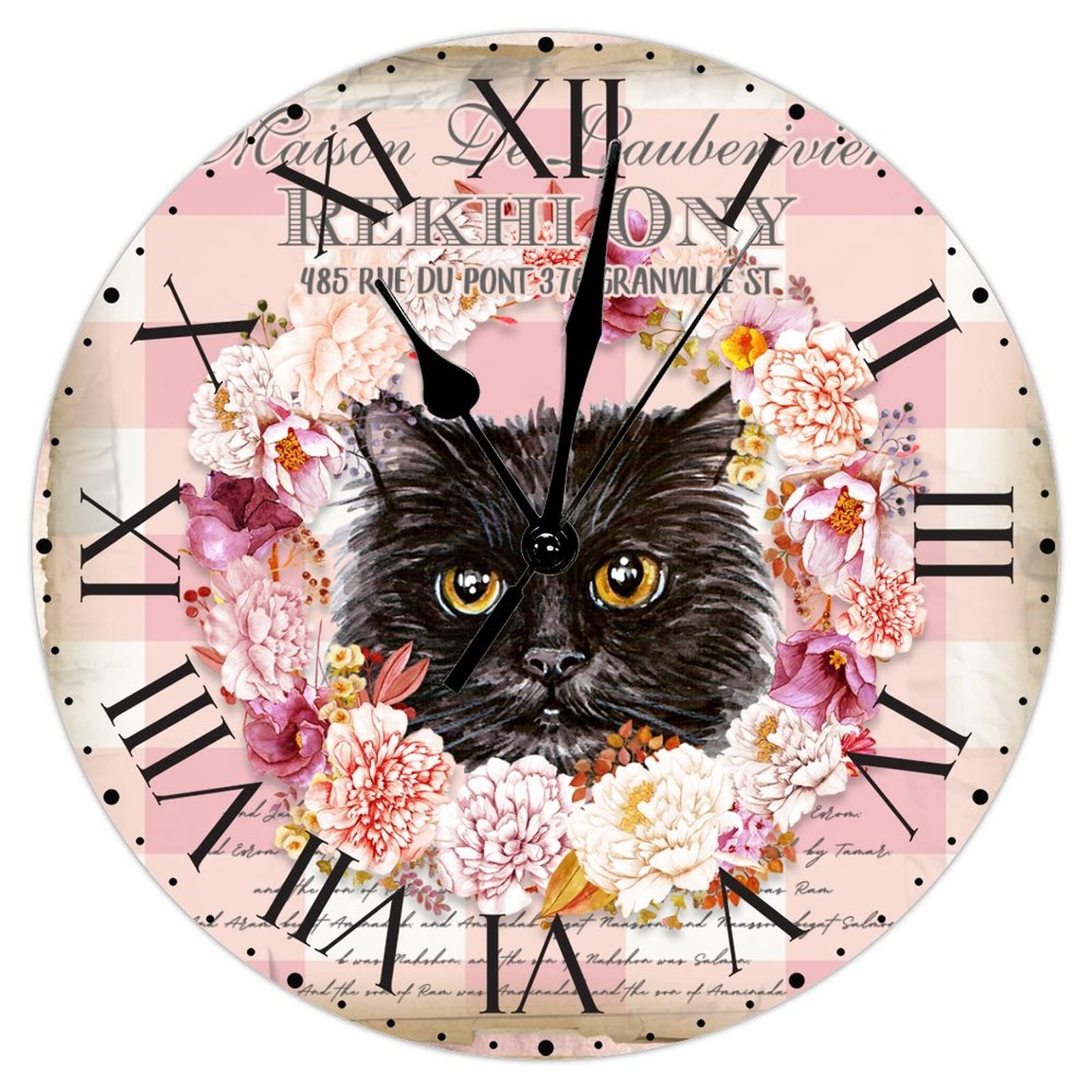 Horloge murale en PVC à grands chiffres romains lisibles de 30,5 cm