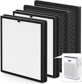 4 Pack F1 Replacement Filter Compatible with AMEIFU F1 Air Purifier, Double-Sided Filters for Home Large Room Up to 2200 Sq Ft, H13 True HEPA and Activated Carbon Filter