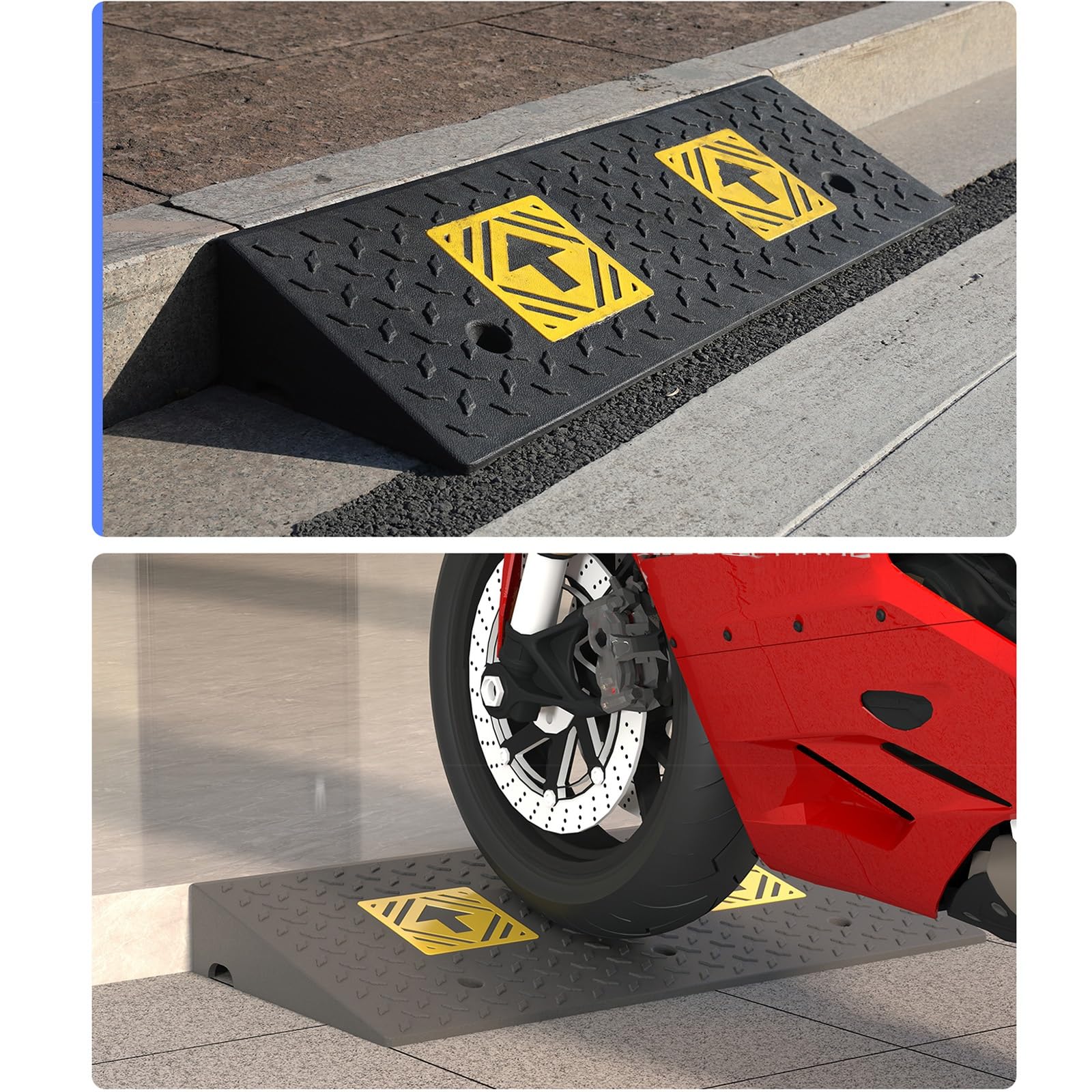 Rampa Auto, Rampe in Gomma Antiscivolo per Impieghi Gravosi, Adatte per Banchine di Carico e Scarico, Marciapiedi, Auto e Moto(50 x 15 cm/20 x 6 in)
