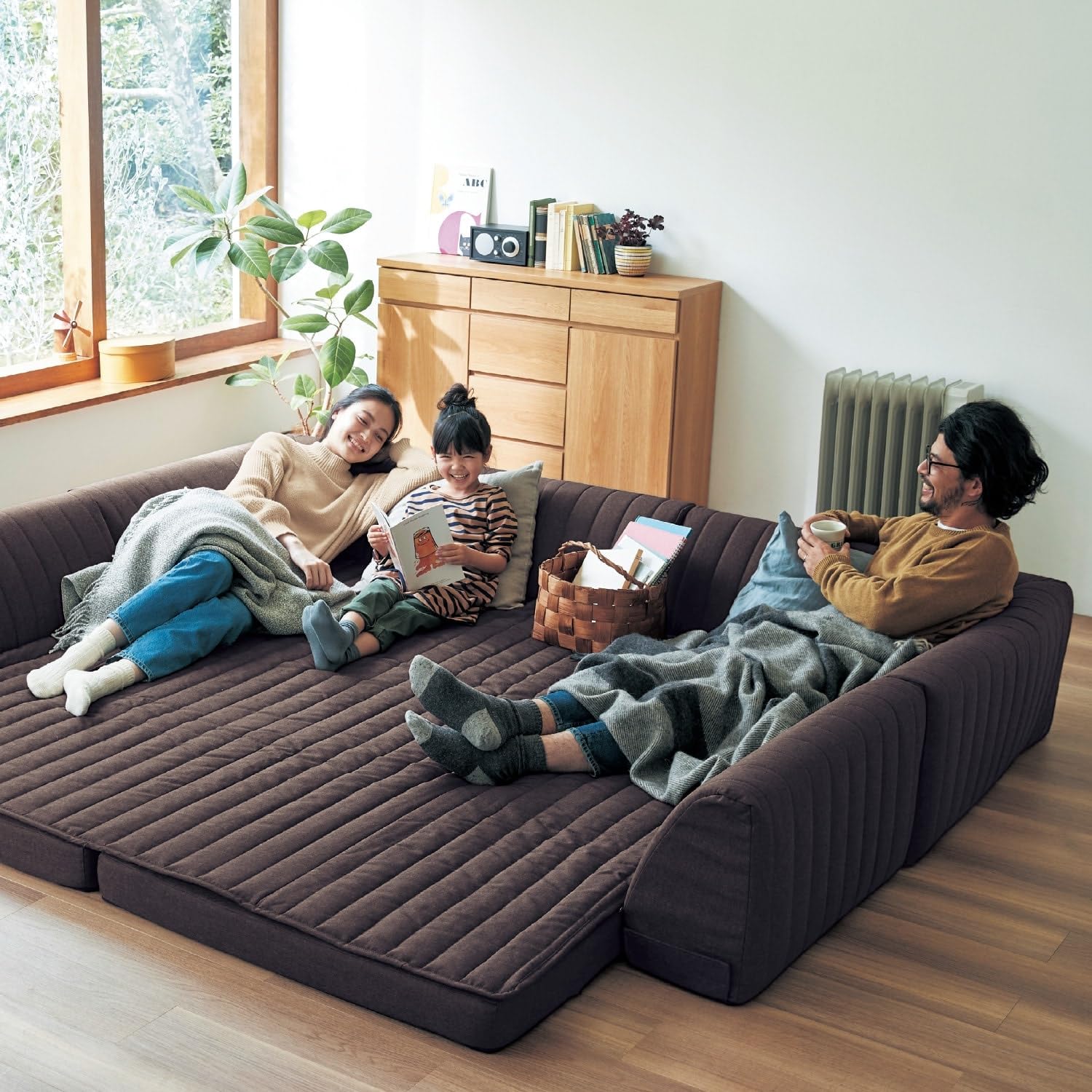 ベルメゾン 洗えるローソファ ブラウン