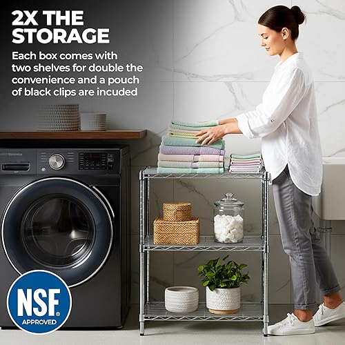 Miniatura 4 de Express KitchQuip Estante de alambre cromado resistente aprobado por NSF para cocinas, cuartos de servicio, almacenamiento, oficinas y hogar