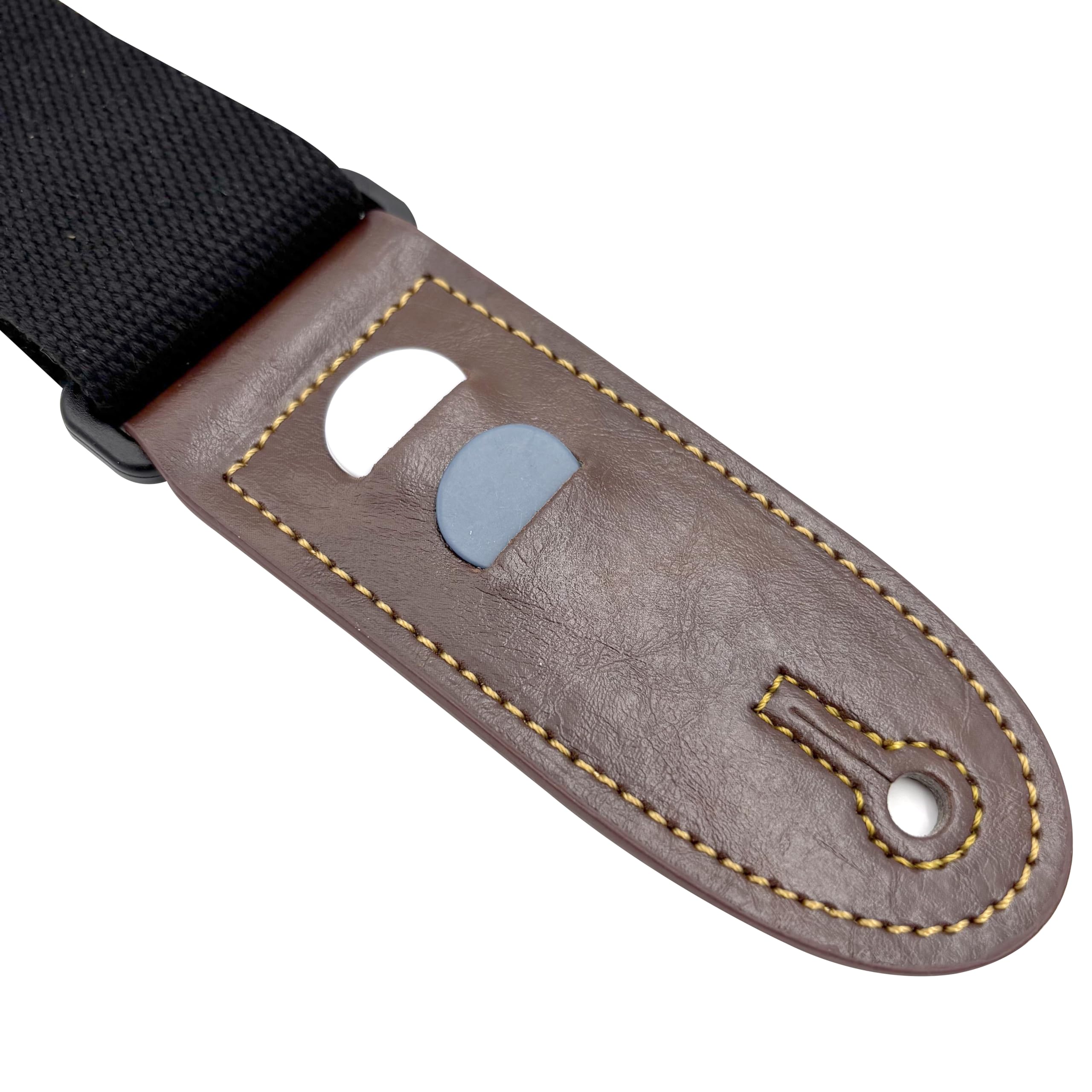 M33 Guitar Strap– with Pick Holder, Adjustable Cotton, Multi-Layered Synthetic Leather Ends – Fits Acoustic, Electric, Bass (classic black)