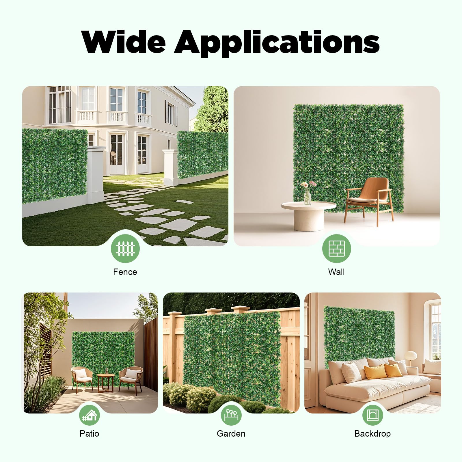 12 Stück Künstliche Pflanzenwand, Hohe Dichte Künstliche Pflanzen Rasen Wand, 4cm Dick Kunstpflanzen Wand für Garten im Freien und Indoor Dekoration, 40X60cm