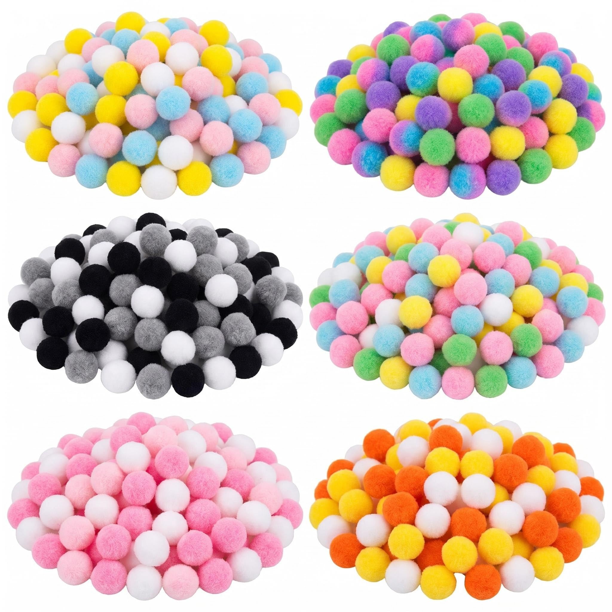 1200 PCS 1mm Mini Pom Poms for Crafting, Small Fluffy Pompoms Bulk for Art Projects, Assorted Colourful Craft Supplies for DIY Decorations, School Creative Making