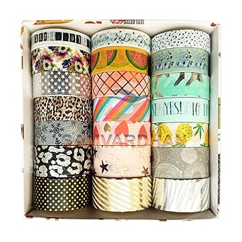 Samvardhan 21 Rolls Cute Washi Tape Set | Decorative Holiday Craft Tape | Colorful Tape | Floral Japanese Pastel Seasonal Art | Scrapbook Tape (12 Rolls- 15mm, 3 Rolls-10mm, 6 Rolls- 20mm) (Version 3)