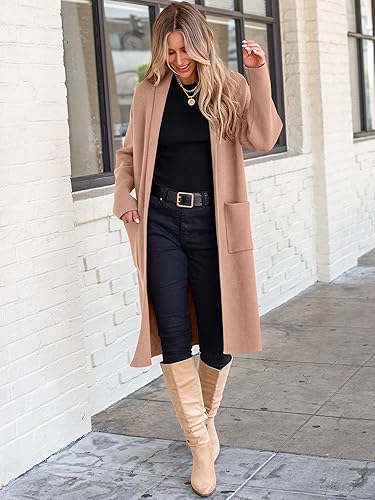 Vista 8 de ANRABESS - Cárdigan largo para mujer, suéter de tamaño extragrande con parte frontal abierta, abrigo de punto 2024, prendas de moda de otoño