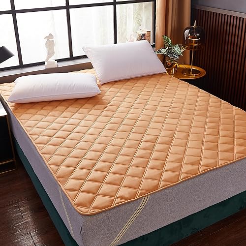 Miniatura 2 de ZIQINPSQ Cubrecolchón de tamaño matrimonial, funda de colchón fresca, relleno de fibra de soja, transpirable y suave. (bronceado, matrimonial)
